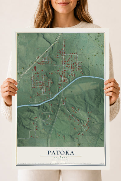 Map of Patoka, Indiana, 18 x 24 inch unframed archival matte print