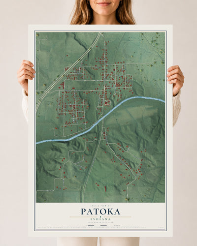 Map of Patoka, Indiana, 24 x 36 inch unframed archival matte print
