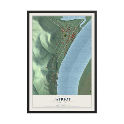 Map of Patriot, Indiana, 12 x 18 inch print in a black wood frame