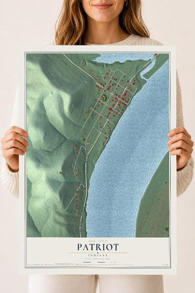 Map of Patriot, Indiana, 18 x 24 inch unframed archival matte print