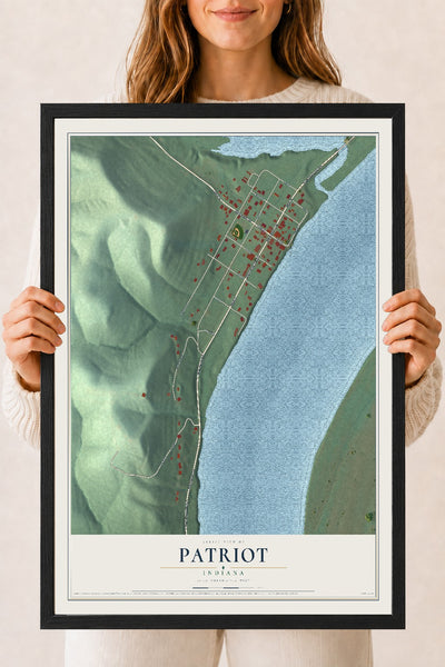 Map of Patriot, Indiana, 18 x 24 inch print in a black wood frame