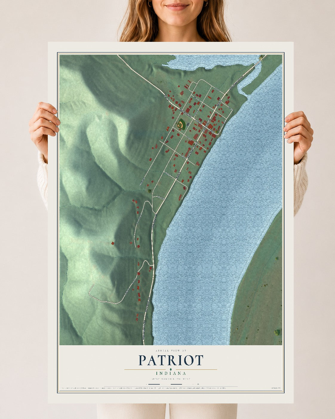Map of Patriot, Indiana, 24 x 36 inch unframed archival matte print