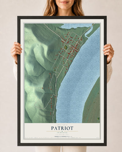 Map of Patriot, Indiana, 24 x 36 inch print in a black wood frame