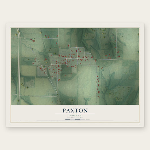 Paxton, Indiana map print, the full design
