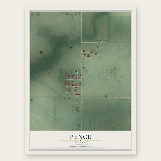 Pence, Indiana map print, the full design