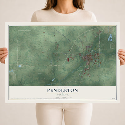 Map of Pendleton, Indiana, 18 x 24 inch unframed archival matte print