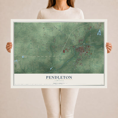 Map of Pendleton, Indiana, 24 x 36 inch unframed archival matte print
