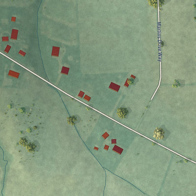 Close-up of the map of Penntown, Indiana print showing street and building detail