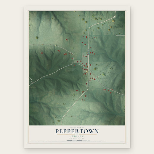 Peppertown, Indiana map print, the full design