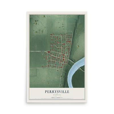 Map of Perrysville, Indiana, 12 x 18 inch unframed archival matte print