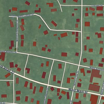 Close-up of the map of Perrysville, Indiana print showing street and building detail