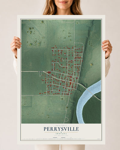 Map of Perrysville, Indiana, 24 x 36 inch unframed archival matte print