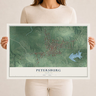 Map of Petersburg, Indiana, 12 x 18 inch unframed archival matte print
