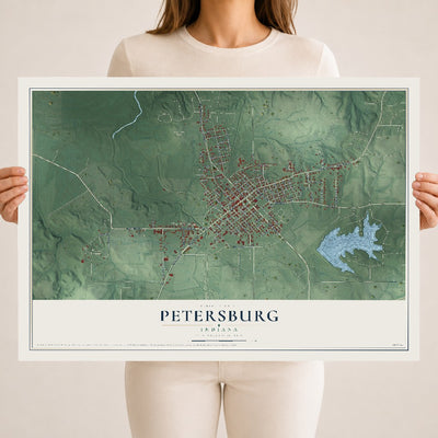 Map of Petersburg, Indiana, 18 x 24 inch unframed archival matte print