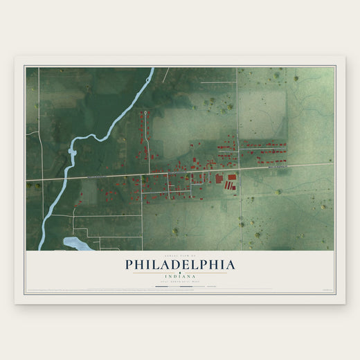 Philadelphia, Indiana map print, the full design