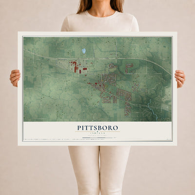 Map of Pittsboro, Indiana, 24 x 36 inch unframed archival matte print