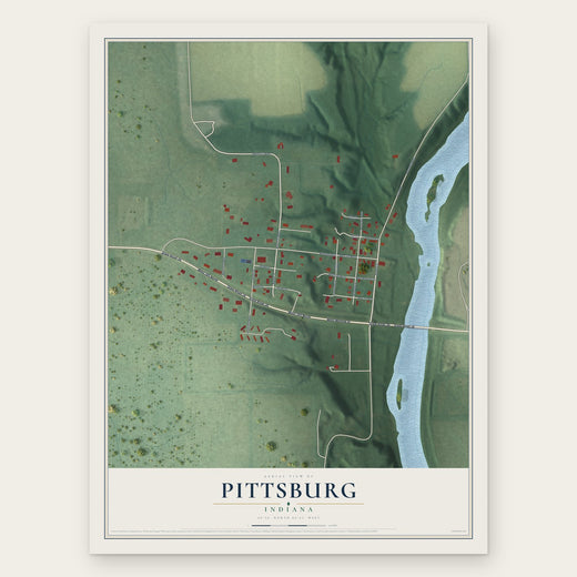 Pittsburg, Indiana map print, the full design