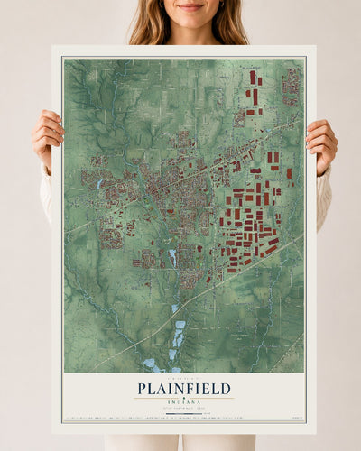 Map of Plainfield, Indiana, 24 x 36 inch unframed archival matte print