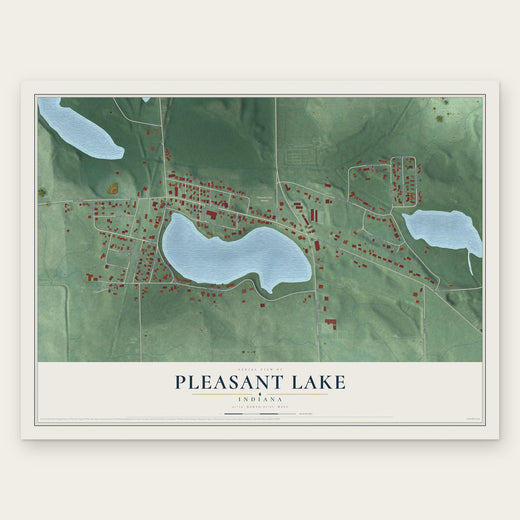 Pleasant Lake, Indiana map print, the full design