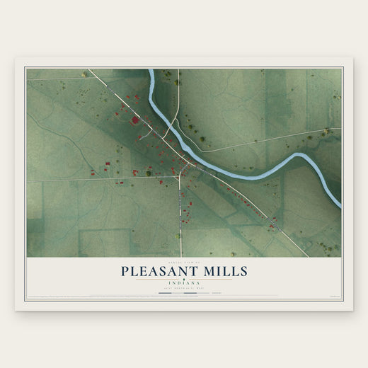 Pleasant Mills, Indiana map print, the full design