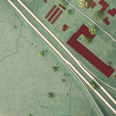 Close-up of the map of Pleasant View, Indiana print showing street and building detail