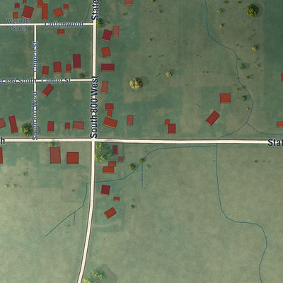 Close-up of the map of Point Isabel, Indiana print showing street and building detail