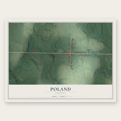 Poland, Indiana map print, the full design