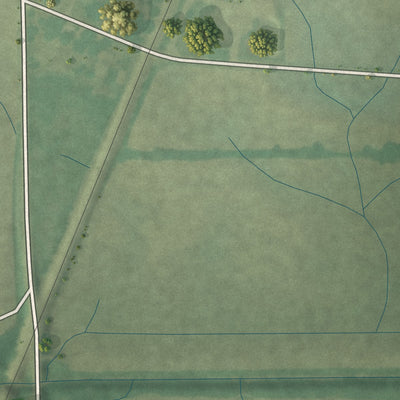 Second close-up of the map of Poneto, Indiana print showing more streets and buildings