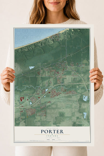 Map of Porter, Indiana, 18 x 24 inch unframed archival matte print