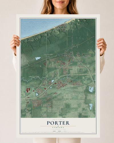 Map of Porter, Indiana, 24 x 36 inch unframed archival matte print