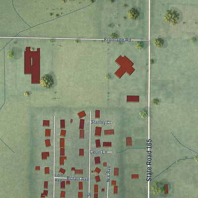 Second close-up of the map of Poseyville, Indiana print showing more streets and buildings