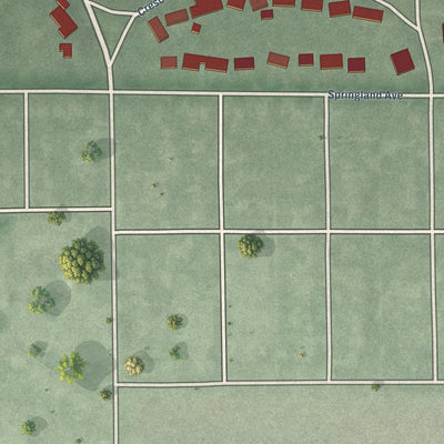 Close-up of the map of Pottawattamie Park, Indiana print showing street and building detail