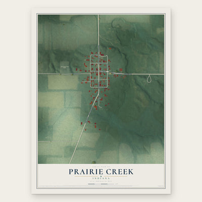 Prairie Creek, Indiana map print, the full design
