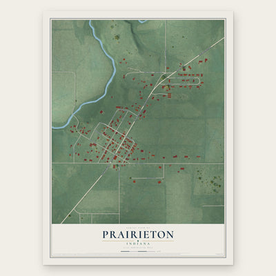 Prairieton, Indiana map print, the full design