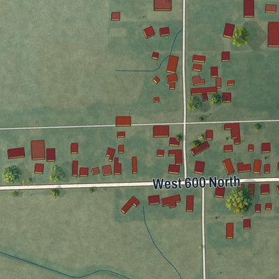Close-up of the map of Preble, Indiana print showing street and building detail