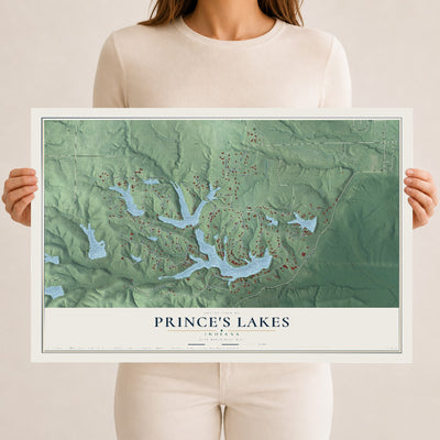 Map of Prince's Lakes, Indiana, 12 x 18 inch unframed archival matte print
