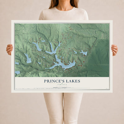 Map of Prince's Lakes, Indiana, 24 x 36 inch unframed archival matte print