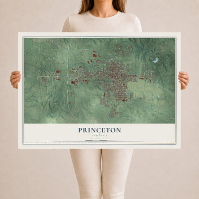 Map of Princeton, Indiana, 24 x 36 inch unframed archival matte print