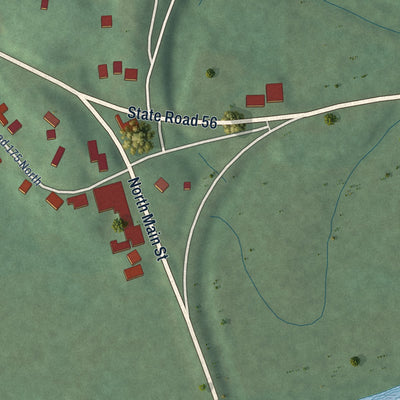 Close-up of the map of Prospect, Indiana print showing street and building detail