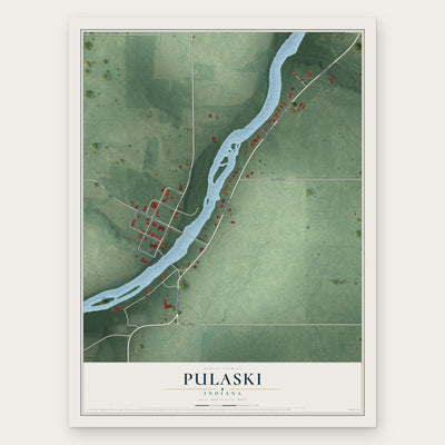 Pulaski, Indiana map print, the full design