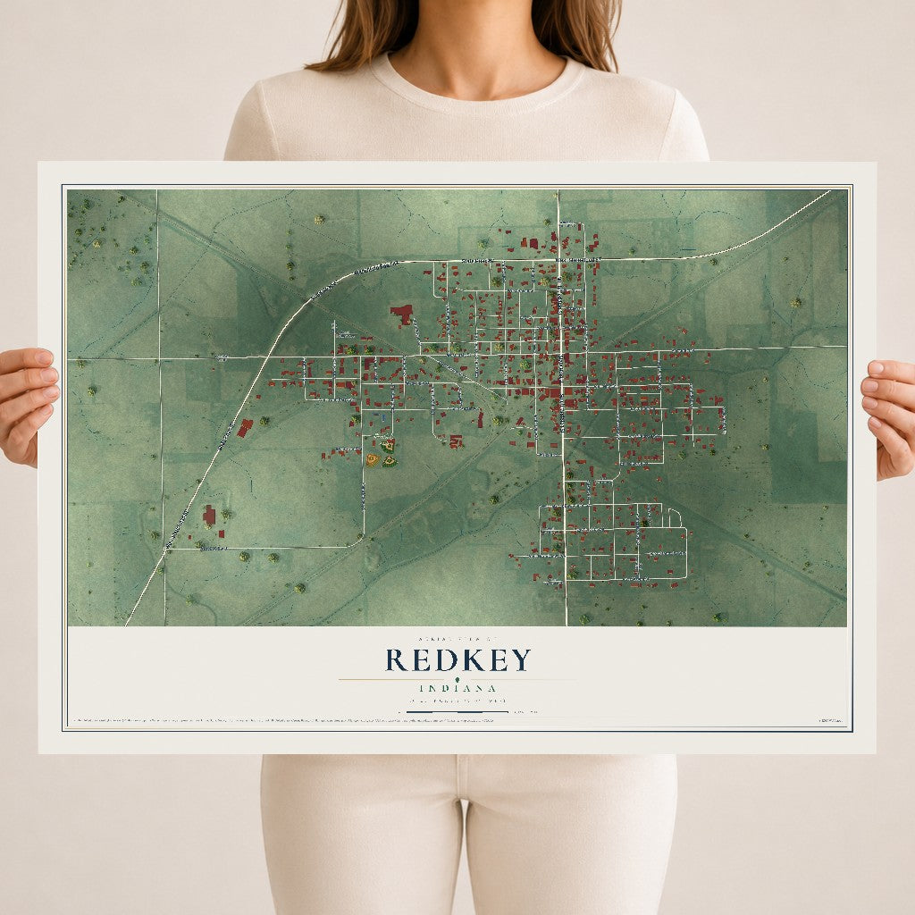 Map of Redkey, Indiana, 18 x 24 inch unframed archival matte print