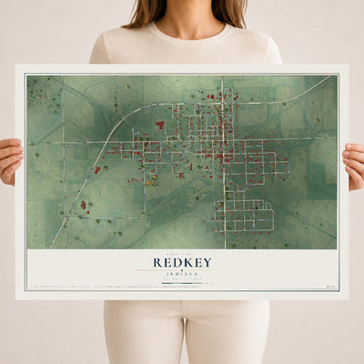 Map of Redkey, Indiana, 18 x 24 inch unframed archival matte print