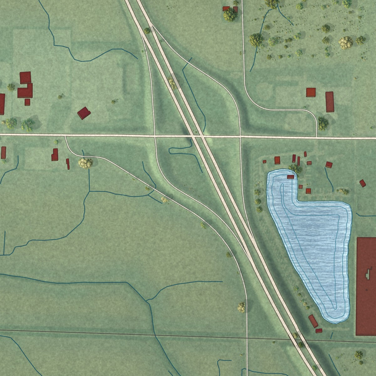 Second close-up of the map of Remington, Indiana print showing more streets and buildings