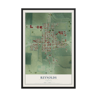 Map of Reynolds, Indiana, 12 x 18 inch print in a black wood frame