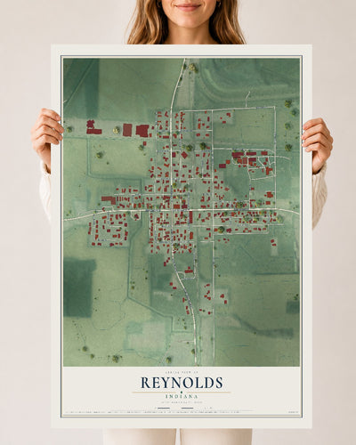 Map of Reynolds, Indiana, 24 x 36 inch unframed archival matte print