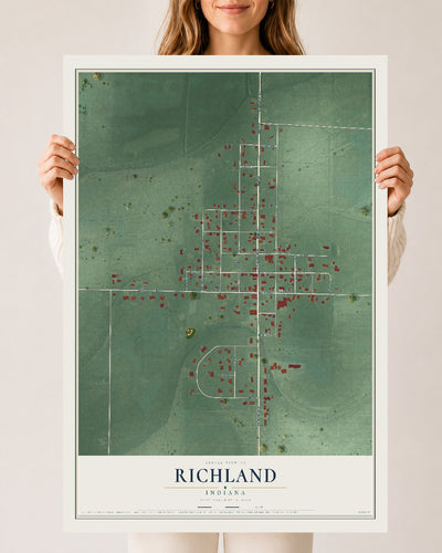 Map of Richland, Indiana, 24 x 36 inch unframed archival matte print