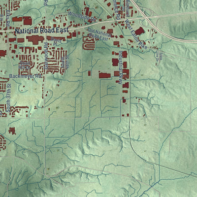 Second close-up of the map of Richmond, Indiana print showing more streets and buildings