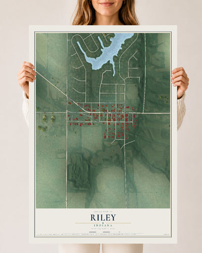 Map of Riley, Indiana, 24 x 36 inch unframed archival matte print