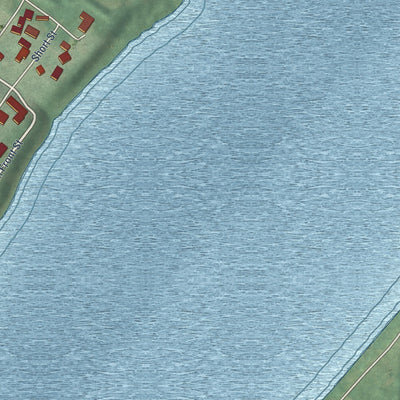 Second close-up of the map of Rising Sun, Indiana print showing more streets and buildings