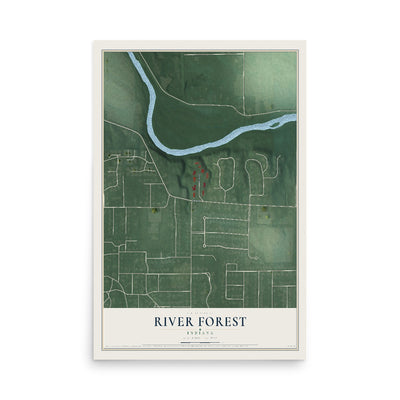 Map of River Forest, Indiana, 12 x 18 inch unframed archival matte print